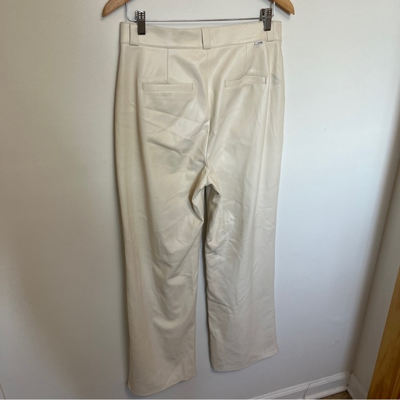 Mother High Waisted Egret Tunnel Vision Pleated Prep Faux Leather Pants 29 FLAW - Picture 6 of 9